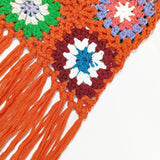 Maxbell Hand Crocheted Shoulder Bag Woven Tassel Bohemian for Beach Summer Orange