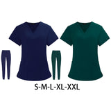 Maxbell Uniform Scrubs Set Machine Washable V Neckline for Women Small Blue