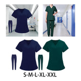 Maxbell Uniform Scrubs Set Machine Washable V Neckline for Women Small Blue