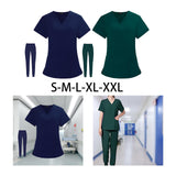Maxbell Uniform Scrubs Set Machine Washable V Neckline for Women Small Blue
