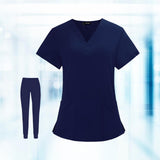 Maxbell Uniform Scrubs Set Machine Washable V Neckline for Women Small Blue