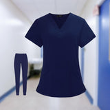 Maxbell Uniform Scrubs Set Machine Washable V Neckline for Women Small Blue