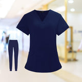 Maxbell Uniform Scrubs Set Machine Washable V Neckline for Women Medium Blue