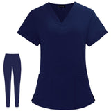 Maxbell Uniform Scrubs Set Machine Washable V Neckline for Women XL Size Blue