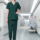 Maxbell Uniform Scrubs Set Machine Washable V Neckline for Women Medium Green