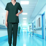 Maxbell Uniform Scrubs Set Machine Washable V Neckline for Women Medium Green