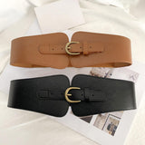 Maxbell Fashion Elastic Waist Belt for Dresses Waistband Decorative Pin Buckle Belt Brown