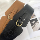 Maxbell Fashion Elastic Waist Belt for Dresses Waistband Decorative Pin Buckle Belt Brown