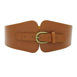 Maxbell Fashion Elastic Waist Belt for Dresses Waistband Decorative Pin Buckle Belt Brown