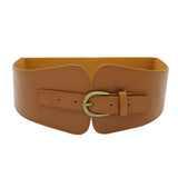 Maxbell Fashion Elastic Waist Belt for Dresses Waistband Decorative Pin Buckle Belt Brown