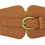 Maxbell Fashion Elastic Waist Belt for Dresses Waistband Decorative Pin Buckle Belt Brown