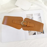 Maxbell Fashion Elastic Waist Belt for Dresses Waistband Decorative Pin Buckle Belt Brown