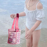 Maxbell Mesh Beach Bucket Lightweight Pouch Bucket for Picking up Shells Red