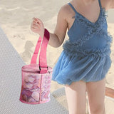 Maxbell Mesh Beach Bucket Lightweight Pouch Bucket for Picking up Shells Red