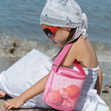 Maxbell Mesh Beach Bucket Lightweight Pouch Bucket for Picking up Shells Red