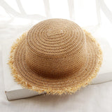 Maxbell Women Summer Straw Caps Foldable Party hat Protection for Beach Outdoor Light Coffee