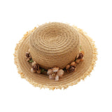 Maxbell Women Summer Straw Caps Foldable Party hat Protection for Beach Outdoor Light Coffee