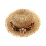 Maxbell Women Summer Straw Caps Foldable Party hat Protection for Beach Outdoor Light Coffee