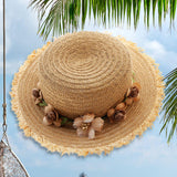 Maxbell Women Summer Straw Caps Foldable Party hat Protection for Beach Outdoor Light Coffee