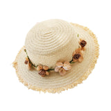 Maxbell Women Summer Straw Caps Foldable Party hat Protection for Beach Outdoor Beige