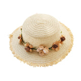 Maxbell Women Summer Straw Caps Foldable Party hat Protection for Beach Outdoor Beige