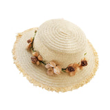 Maxbell Women Summer Straw Caps Foldable Party hat Protection for Beach Outdoor Beige