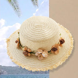 Maxbell Women Summer Straw Caps Foldable Party hat Protection for Beach Outdoor Beige