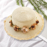 Maxbell Women Summer Straw Caps Foldable Party hat Protection for Beach Outdoor Beige