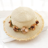 Maxbell Women Summer Straw Caps Foldable Party hat Protection for Beach Outdoor Beige