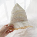 Maxbell Women Summer Straw Caps Foldable Party hat Protection for Beach Outdoor Milky