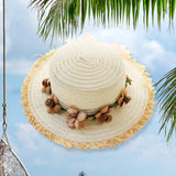 Maxbell Women Summer Straw Caps Foldable Party hat Protection for Beach Outdoor Milky