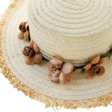 Maxbell Women Summer Straw Caps Foldable Party hat Protection for Beach Outdoor Milky