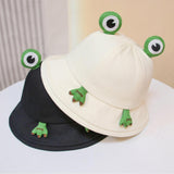 Maxbell Frog Bucket Hat Cute Party Hat Adjustable Wide Brim for Dress up girls Black