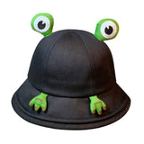 Maxbell Frog Bucket Hat Cute Party Hat Adjustable Wide Brim for Dress up girls Black