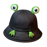 Maxbell Frog Bucket Hat Cute Party Hat Adjustable Wide Brim for Dress up girls Black