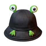 Maxbell Frog Bucket Hat Cute Party Hat Adjustable Wide Brim for Dress up girls Black