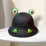 Maxbell Frog Bucket Hat Cute Party Hat Adjustable Wide Brim for Dress up girls Black