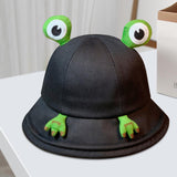 Maxbell Frog Bucket Hat Cute Party Hat Adjustable Wide Brim for Dress up girls Black