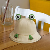 Maxbell Frog Bucket Hat Cute Party Hat Adjustable Wide Brim for Dress up girls Khaki