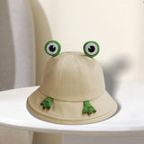 Maxbell Frog Bucket Hat Cute Party Hat Adjustable Wide Brim for Dress up girls Khaki