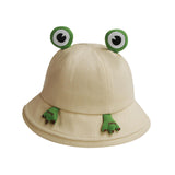 Maxbell Frog Bucket Hat Cute Party Hat Adjustable Wide Brim for Dress up girls Khaki