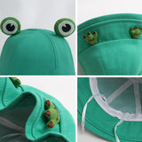 Maxbell Frog Bucket Hat Cute Party Hat Adjustable Wide Brim for Dress up girls Green