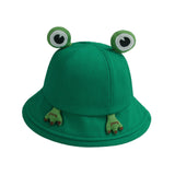 Maxbell Frog Bucket Hat Cute Party Hat Adjustable Wide Brim for Dress up girls Green