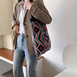 Maxbell Knitted Shoulder Bag Sling Wallet Travel Bag Tote Money Hobo Bags Blue