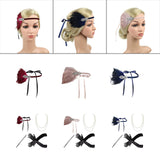 Maxbell 1920S Feather Headband Feather Headpiece for Theme Party Performances Stage 1 Piece Wine Red