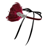 Maxbell 1920S Feather Headband Feather Headpiece for Theme Party Performances Stage 1 Piece Wine Red