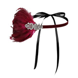 Maxbell 1920S Feather Headband Feather Headpiece for Theme Party Performances Stage 1 Piece Wine Red