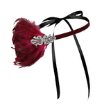 Maxbell 1920S Feather Headband Feather Headpiece for Theme Party Performances Stage 1 Piece Wine Red