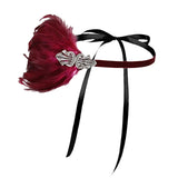 Maxbell 1920S Feather Headband Feather Headpiece for Theme Party Performances Stage 1 Piece Wine Red