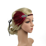Maxbell 1920S Feather Headband Feather Headpiece for Theme Party Performances Stage 1 Piece Wine Red